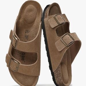 Brown Suede Double Strap Sandals